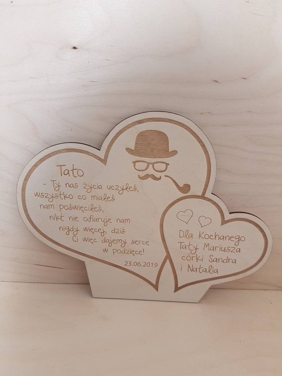 DUŻE GRAWEROWANE SERCE DLA TATY