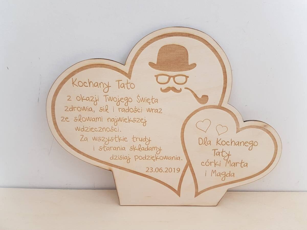DUŻE GRAWEROWANE SERCE DLA TATY