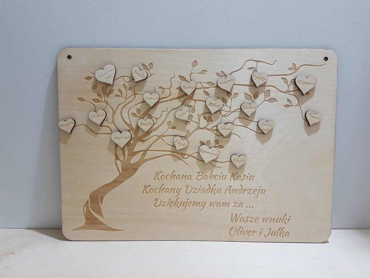 DESKA Z DRZEWEM PREZENT DLA DZIADKÓW