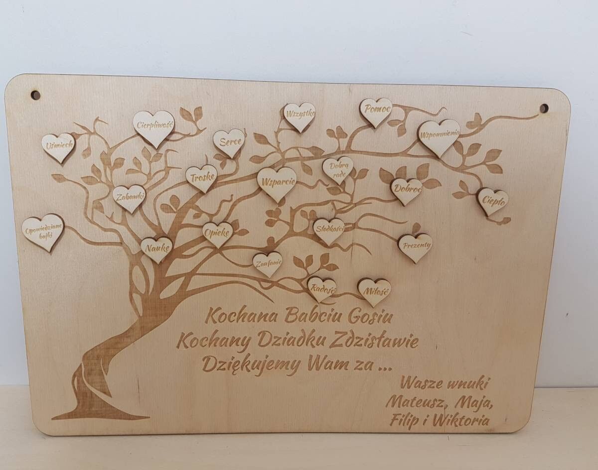 DESKA Z DRZEWEM PREZENT DLA DZIADKÓW