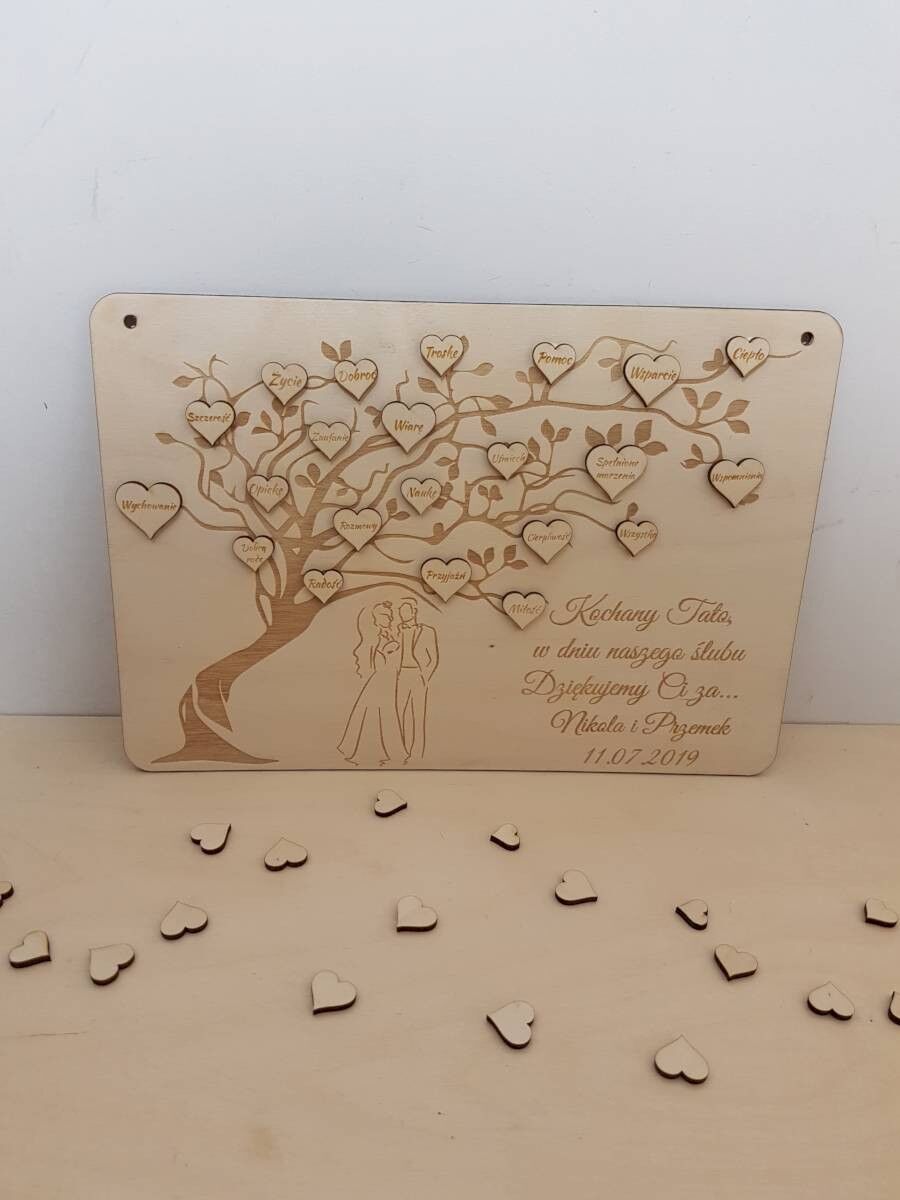 PODZIĘKOWANIA DLA RODZICÓW ŚLUBNE DRZEWKO Z SERDUSZKAMI