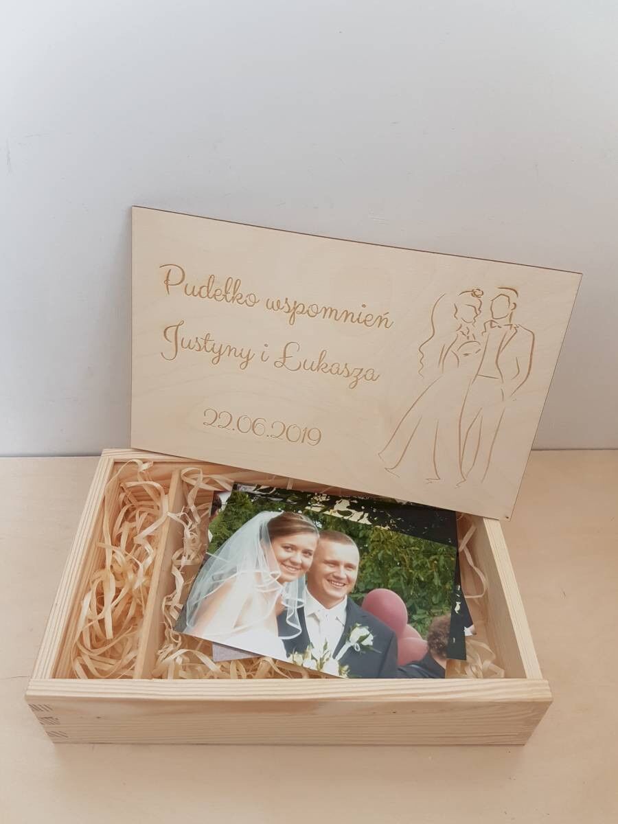 PUDEŁKO NA ZDJĘCIA I PENDRIVE Z GRAWEREM ŚLUB