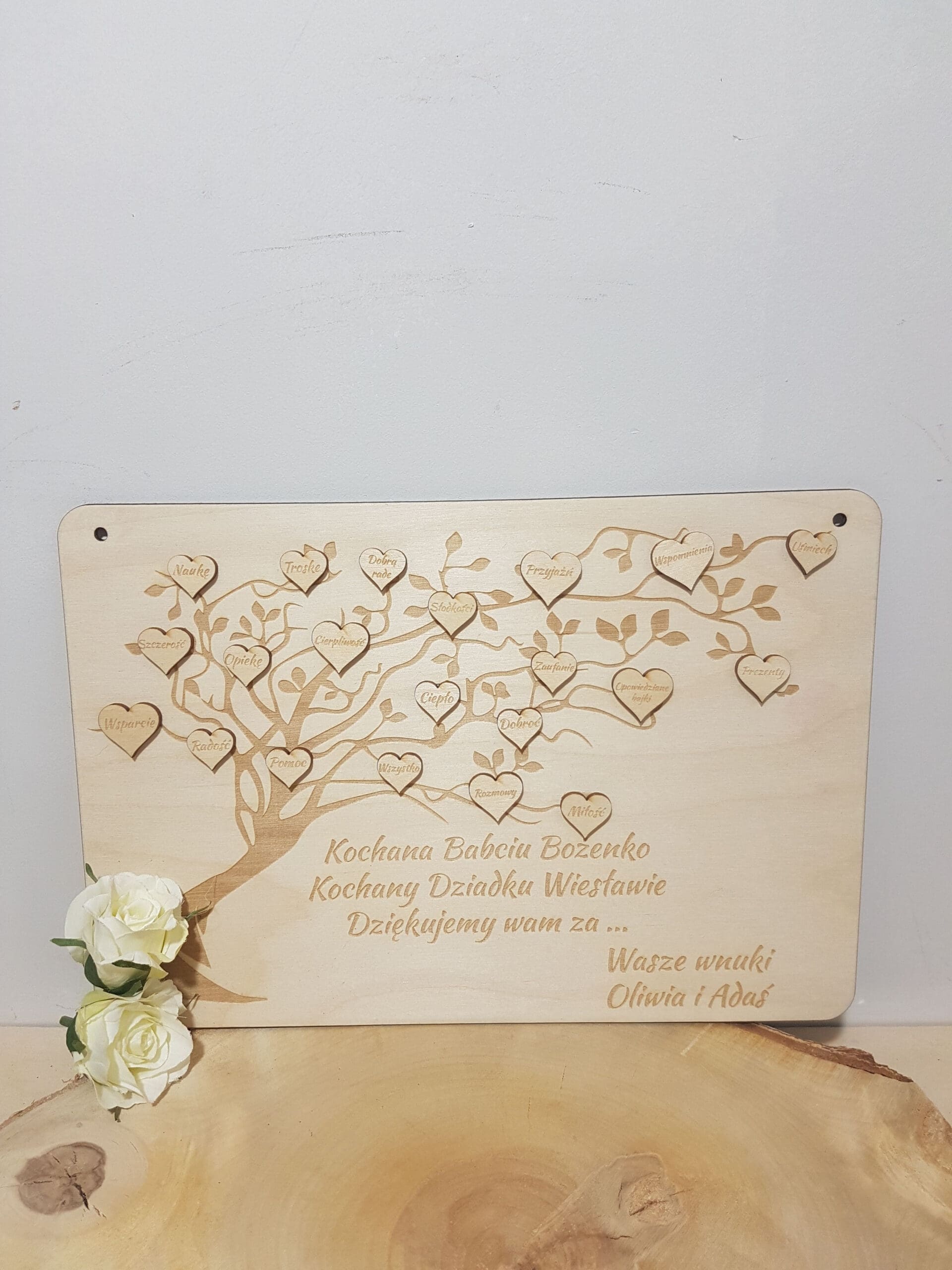 DESKA Z DRZEWEM, GREWEROWANY I SPERSONALIZOWANY PREZENT DLA DZIADKÓW