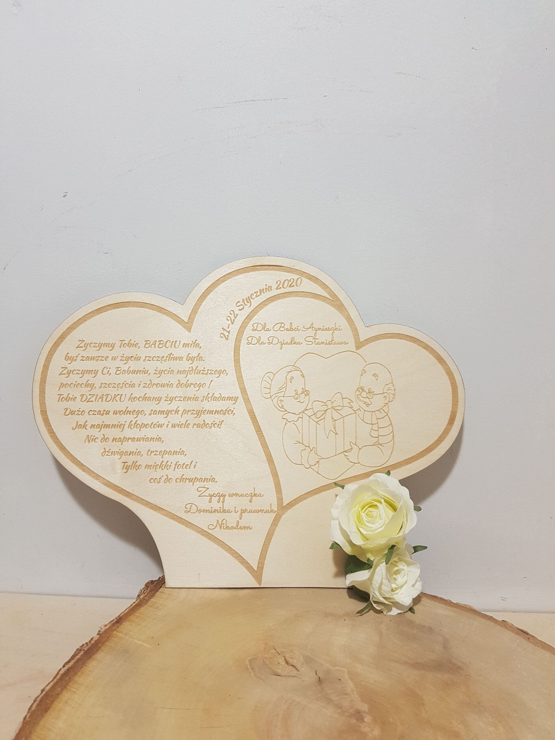 DUŻE GRAWEROWANE SERCE DLA DZIADKÓW