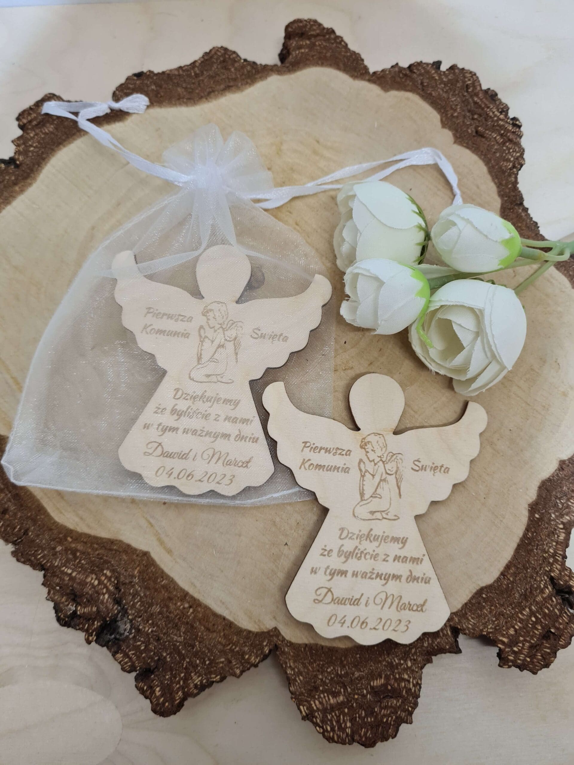 Podziękowania komunijne dla gości - Aniołek