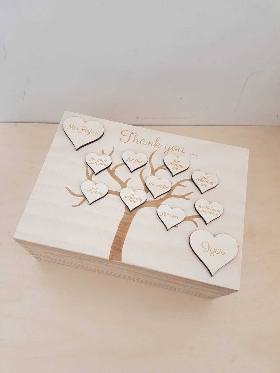 Szkatułka drewniana z grawerem prezent dla nauczyciela - Thank you...