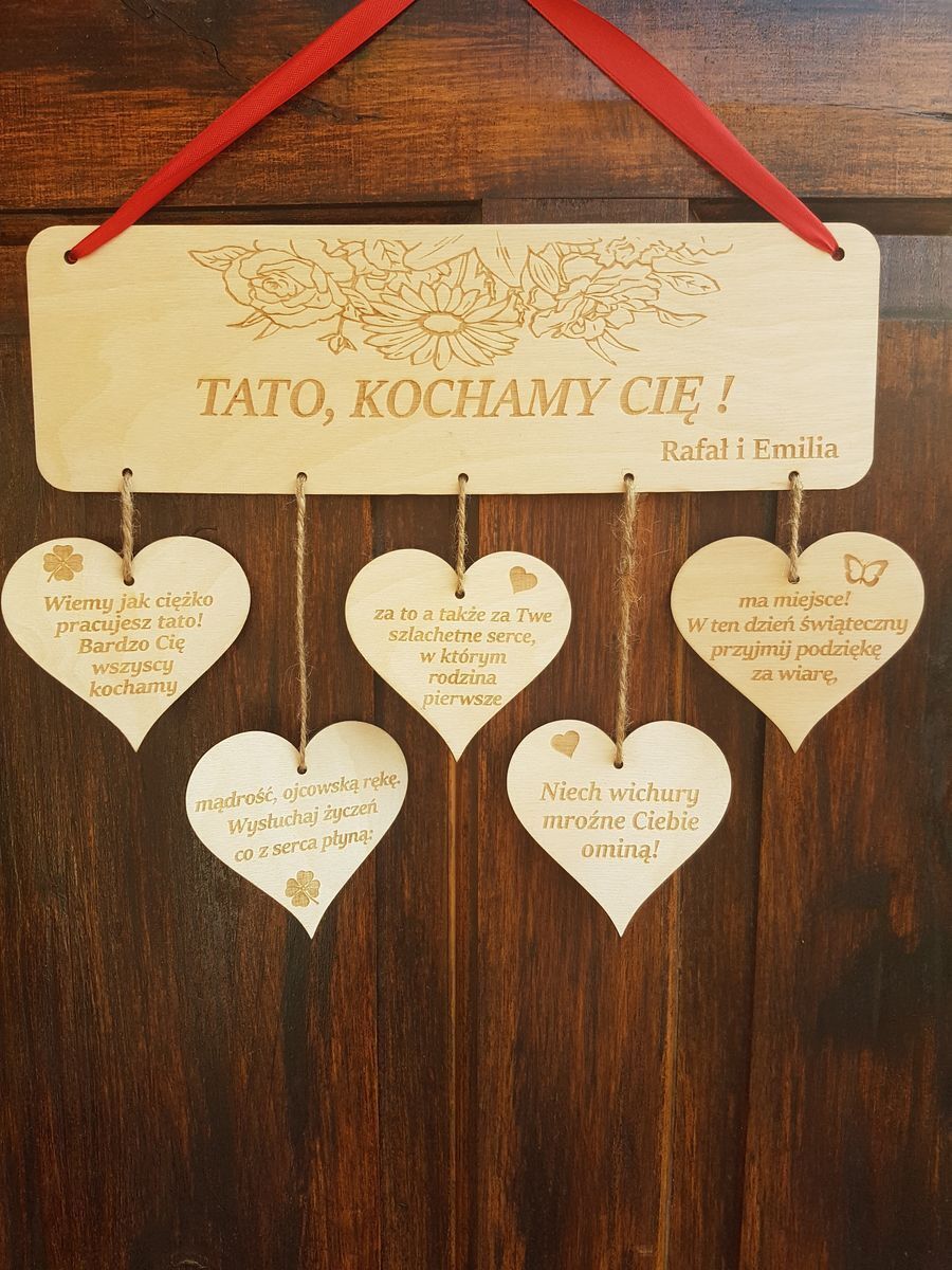 GRAWEROWANA TABLICZKA Z SERCAMI DLA TATY
