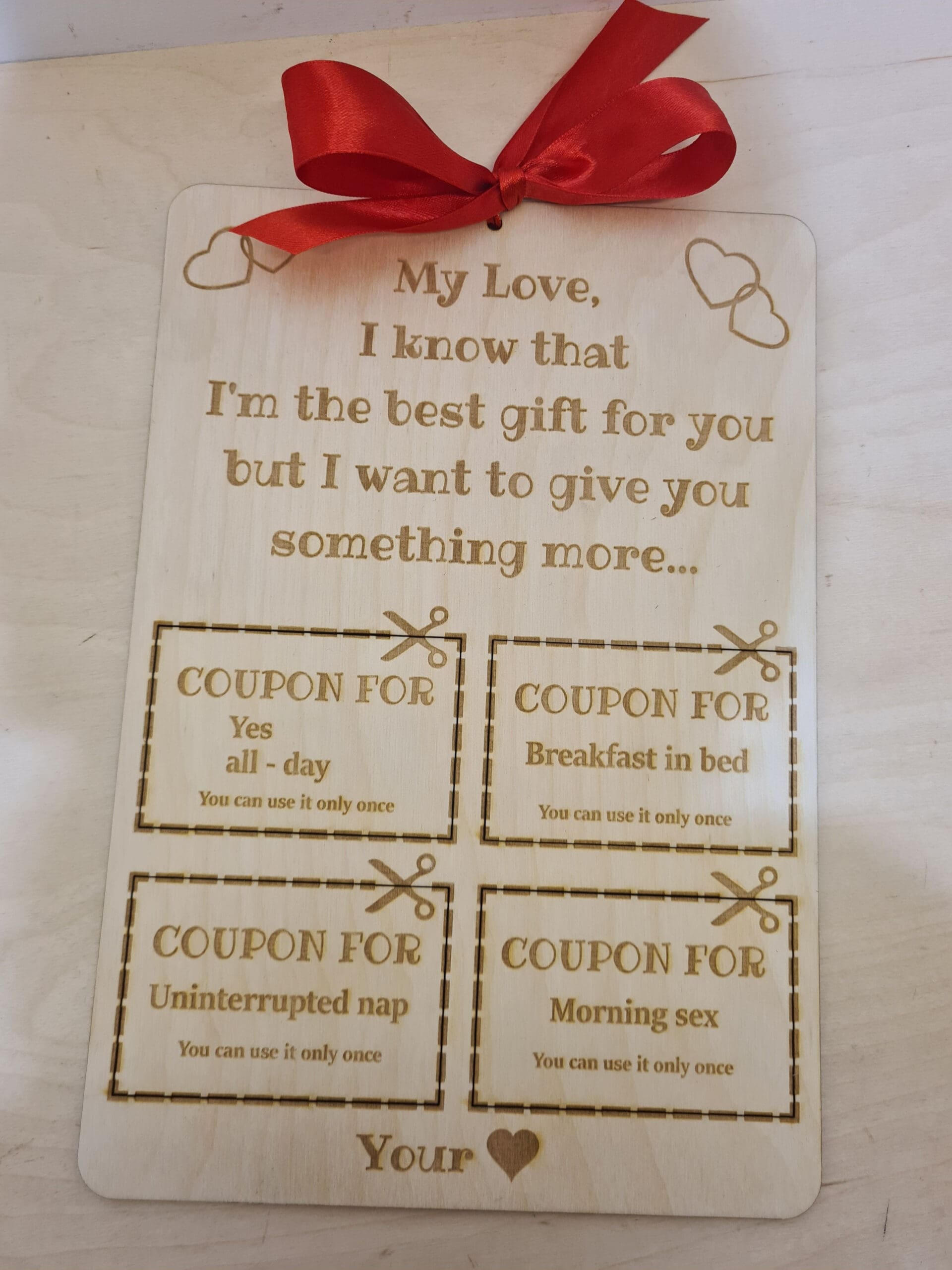 Bony dla ukochanego w języku angielskim "My Love I know I'm the best gift for you but..."