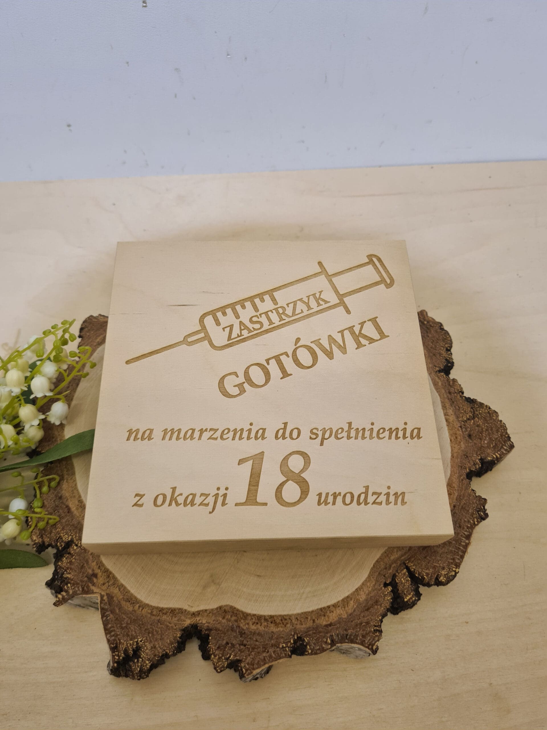 DREWNIANE PUDEŁKO NA PIENIĄDZE, DREWNIANA KOPERTA NA URODZINY