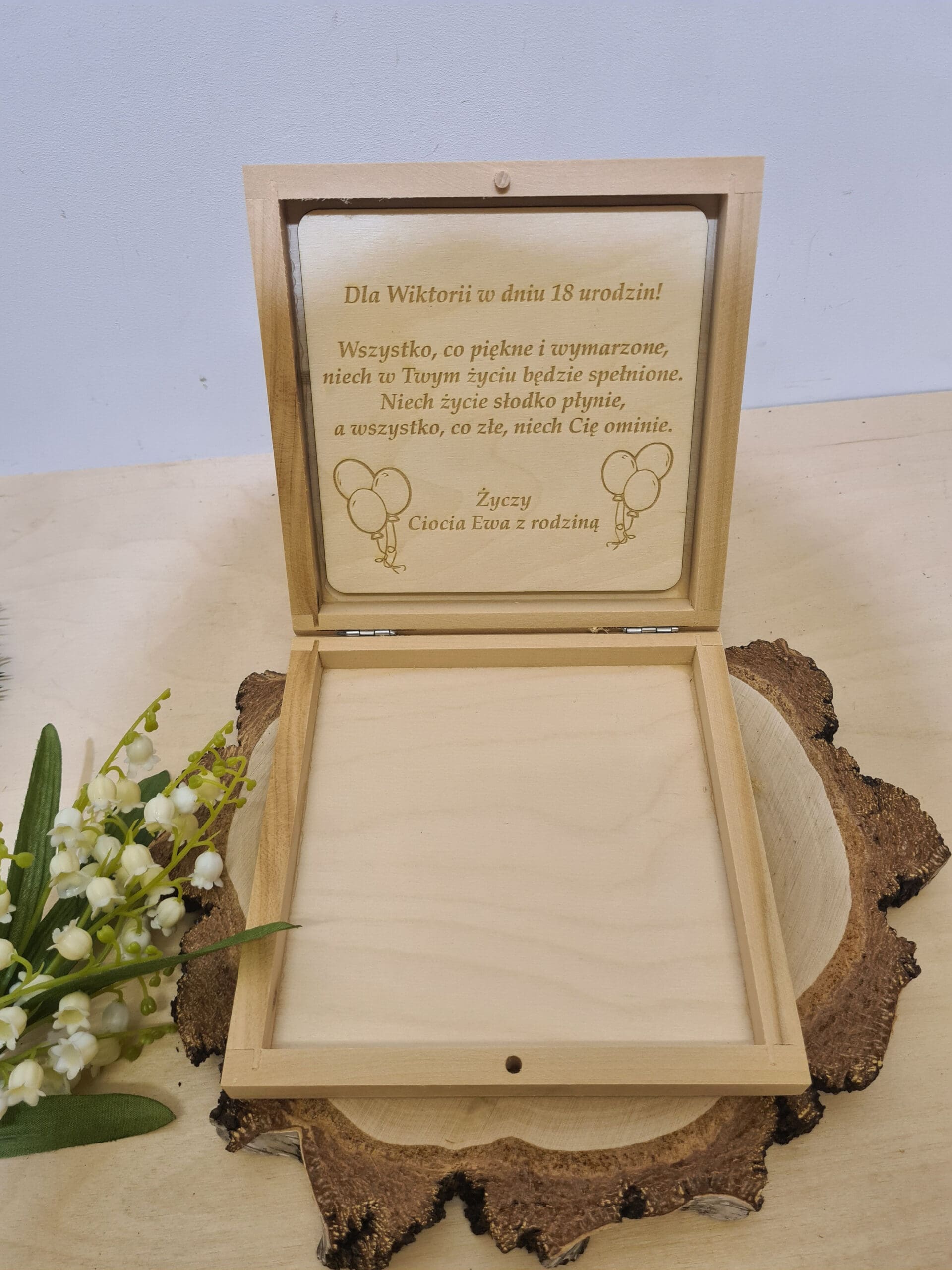 DREWNIANE PUDEŁKO NA PIENIĄDZE, DREWNIANA KOPERTA NA URODZINY