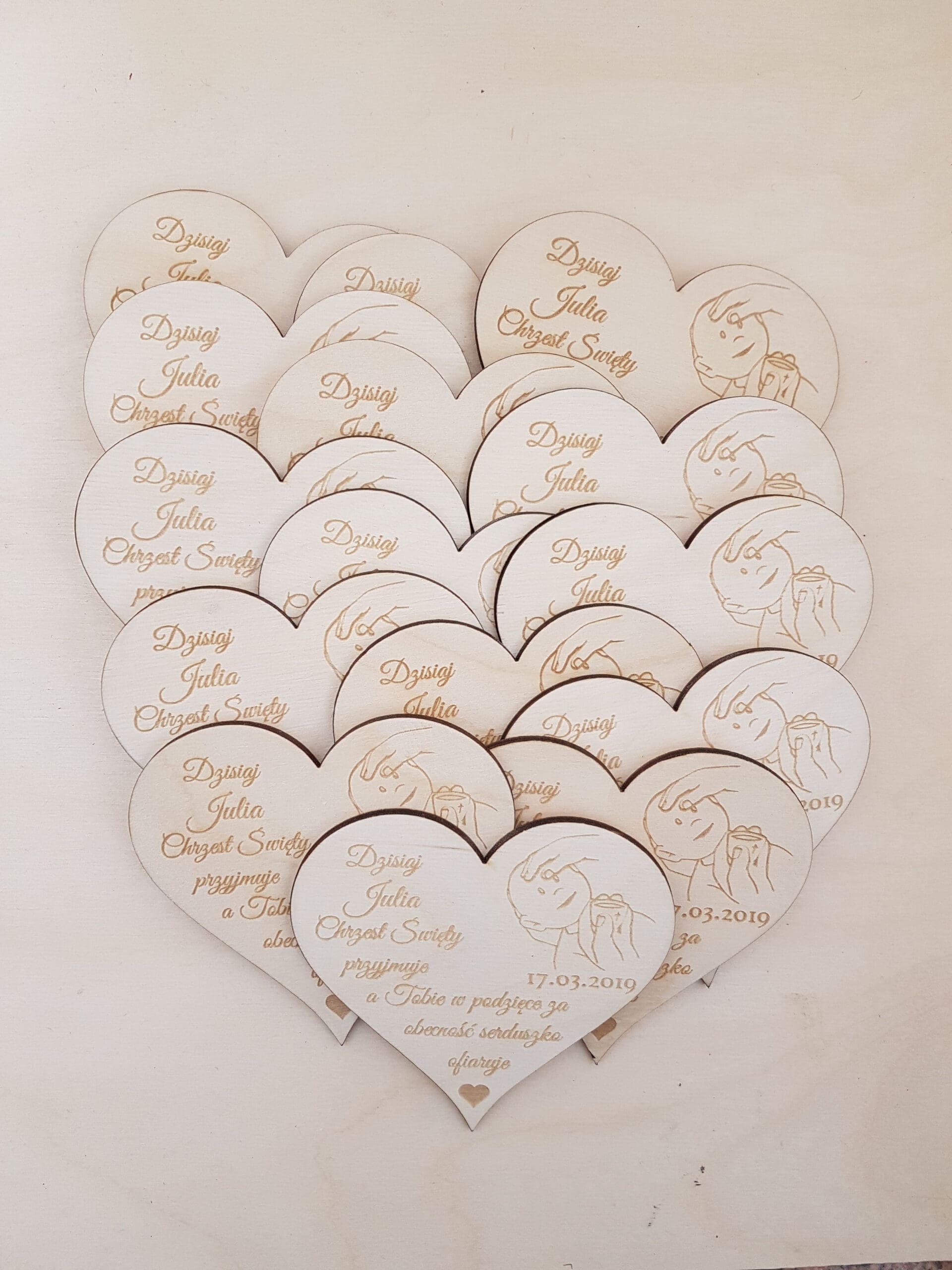 Podziękowania dla gości w dniu Chrztu Świętego Magnes w kształcie Serca