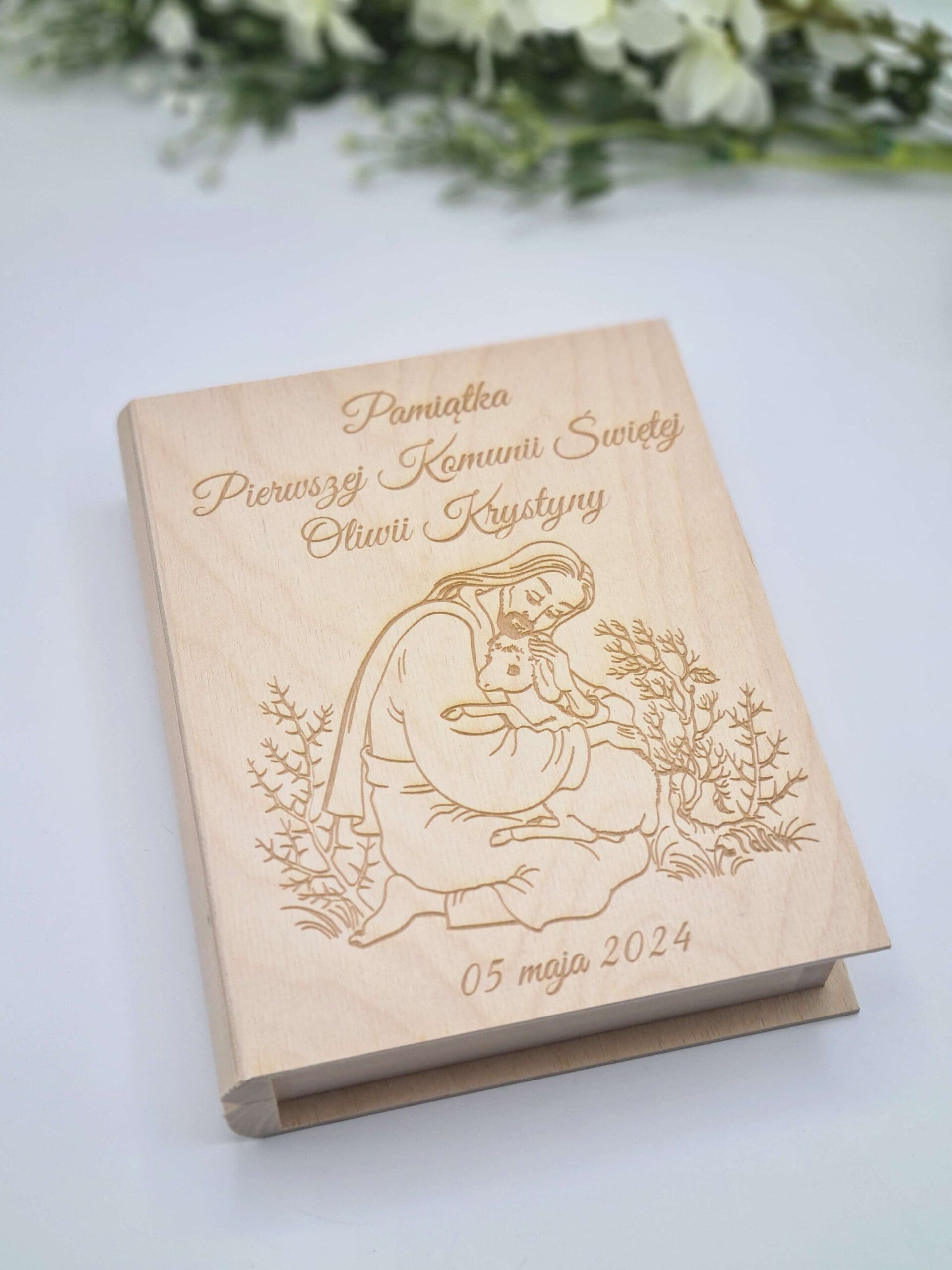 Pamiątka Pierwszej Komunii Świętej pudełko z biblią