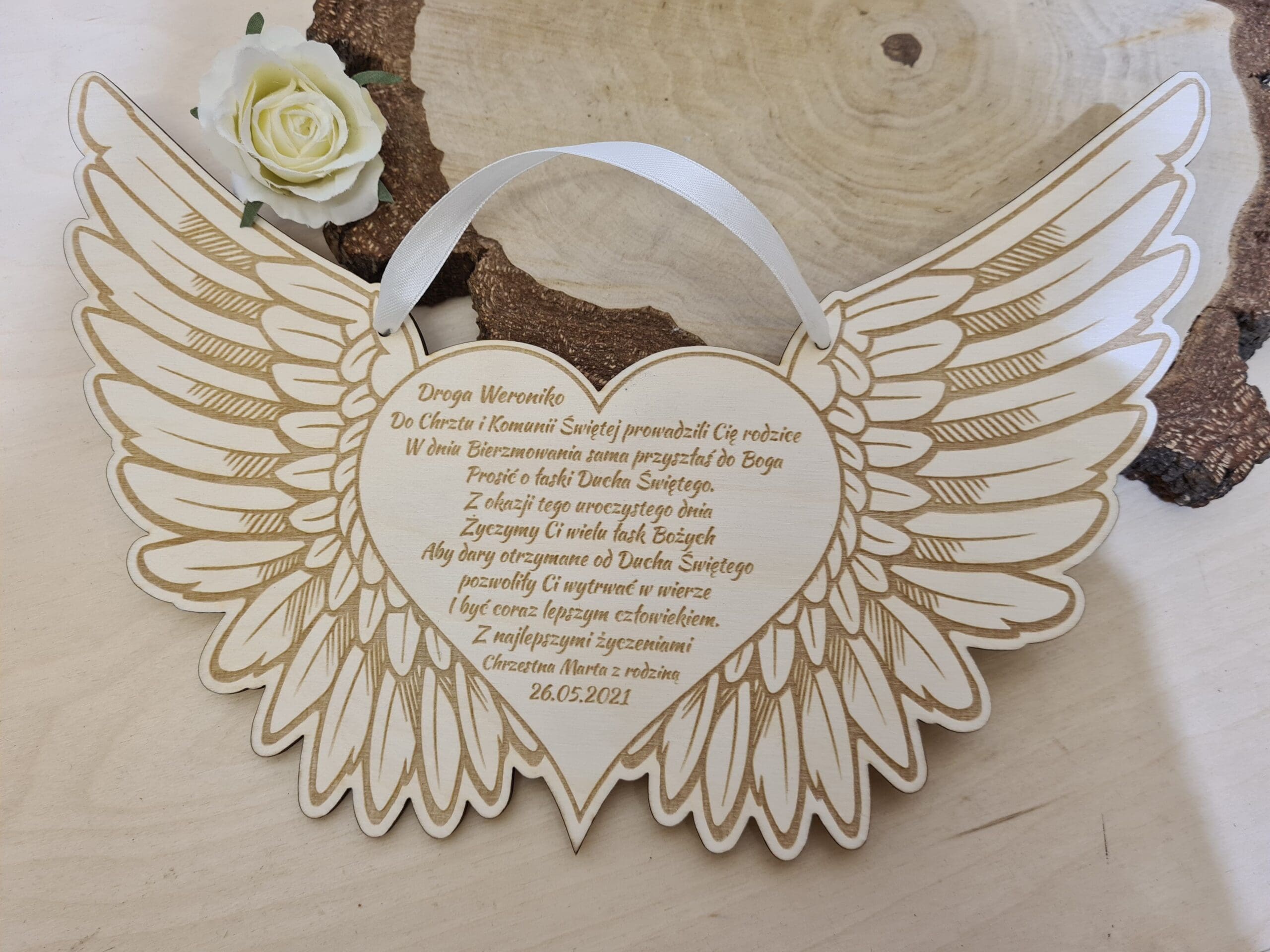 Pamiątka Bierzmowania Skrzydła z dedykacją