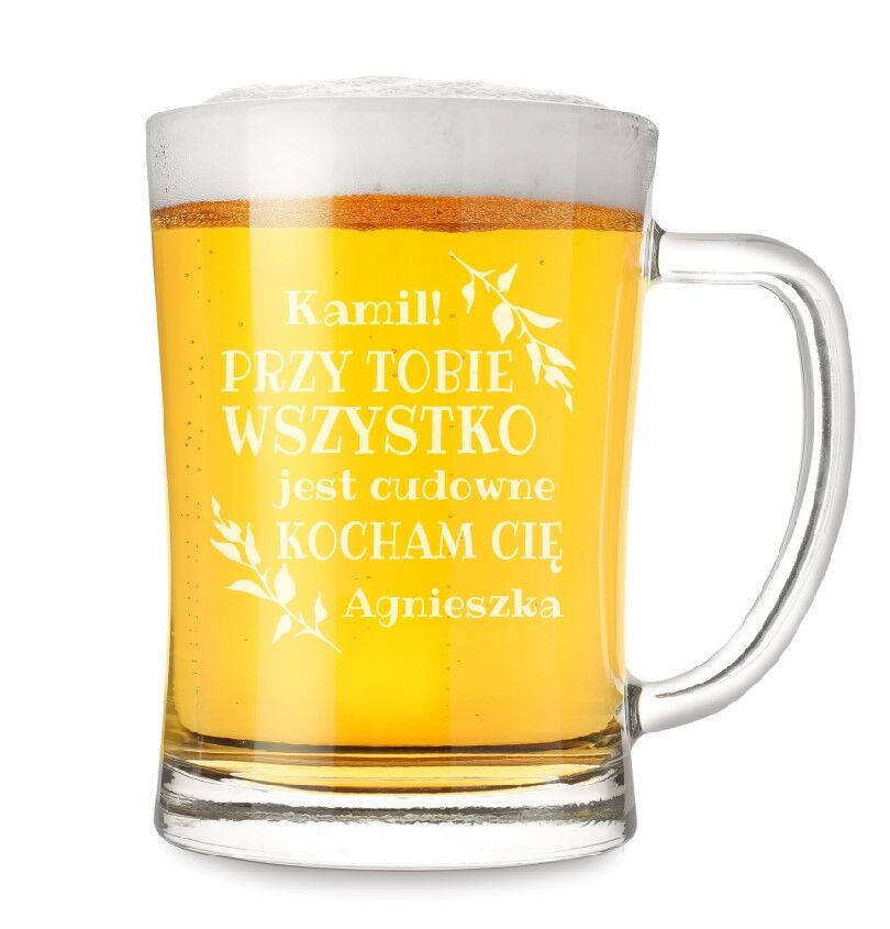 Kufel z grawerem na walentynki dla niego - Przy tobie wszystko jest cudowne