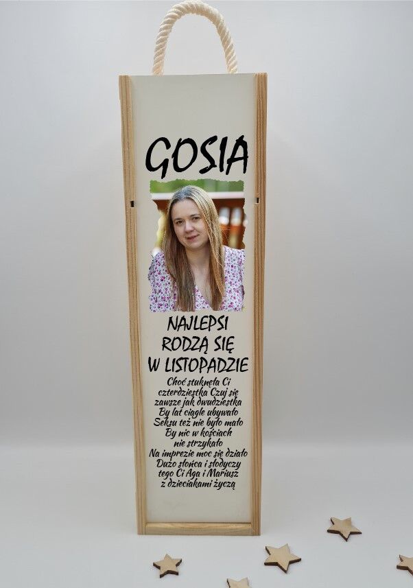 PERSONALIZOWANA SKRZYNKA NA ALKOHOL "NAJLEPSI RODZĄ SIĘ" ZE ZDJĘCIEM