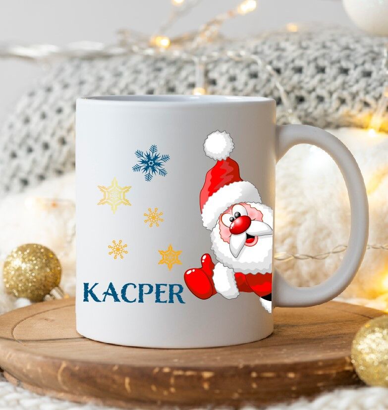 Personalizowany kubek świąteczny z imieniem - Mikołaj
