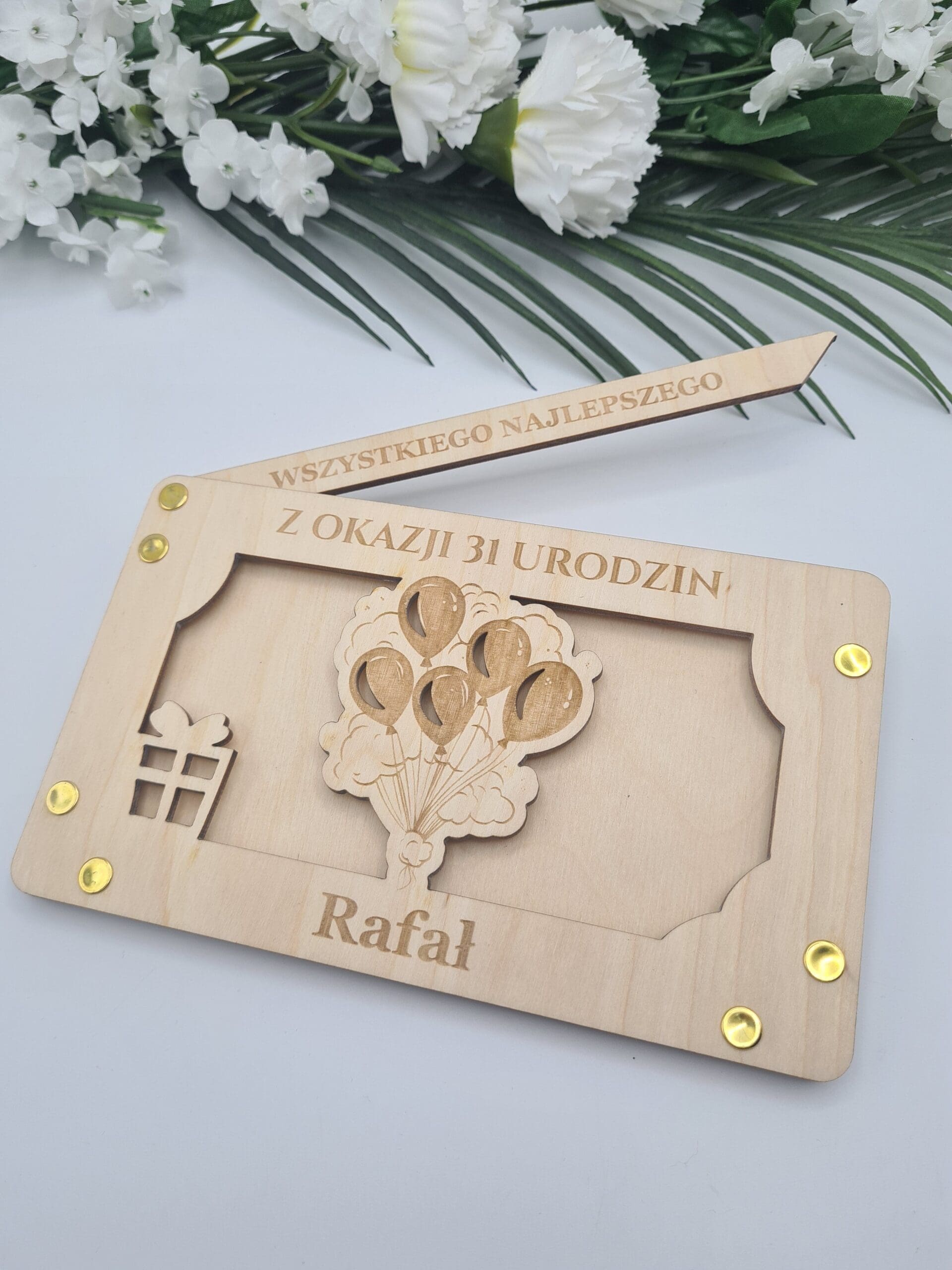 Drewniana koperta na pieniądze - prezent na urodziny - obrazek 4