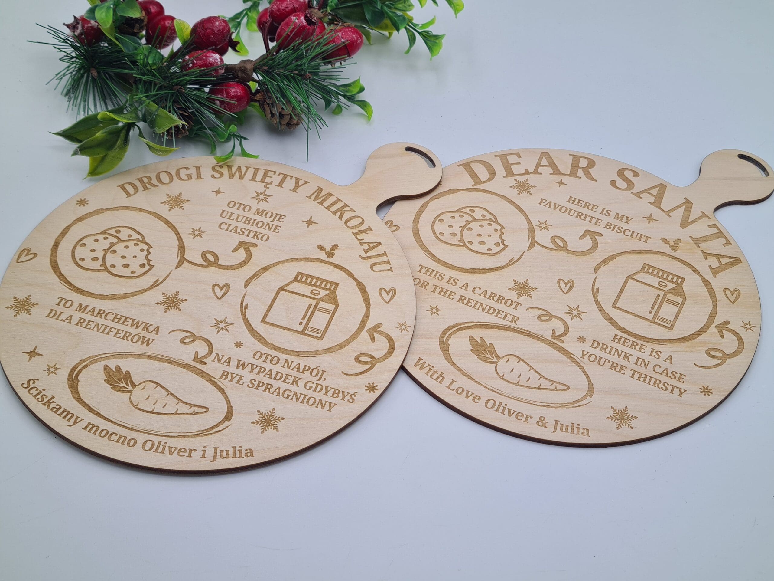 Deska na przysmaki dla Mikołaja i Renifera