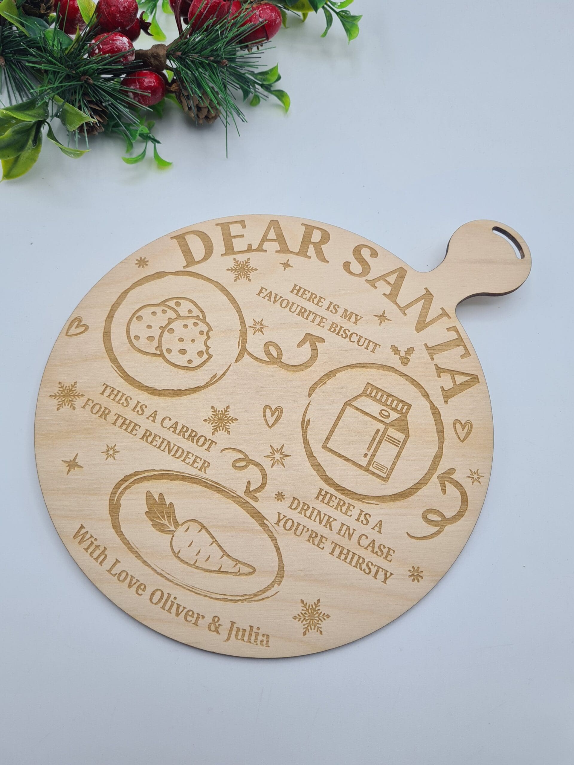 Deska na przysmaki dla Mikołaja i Renifera