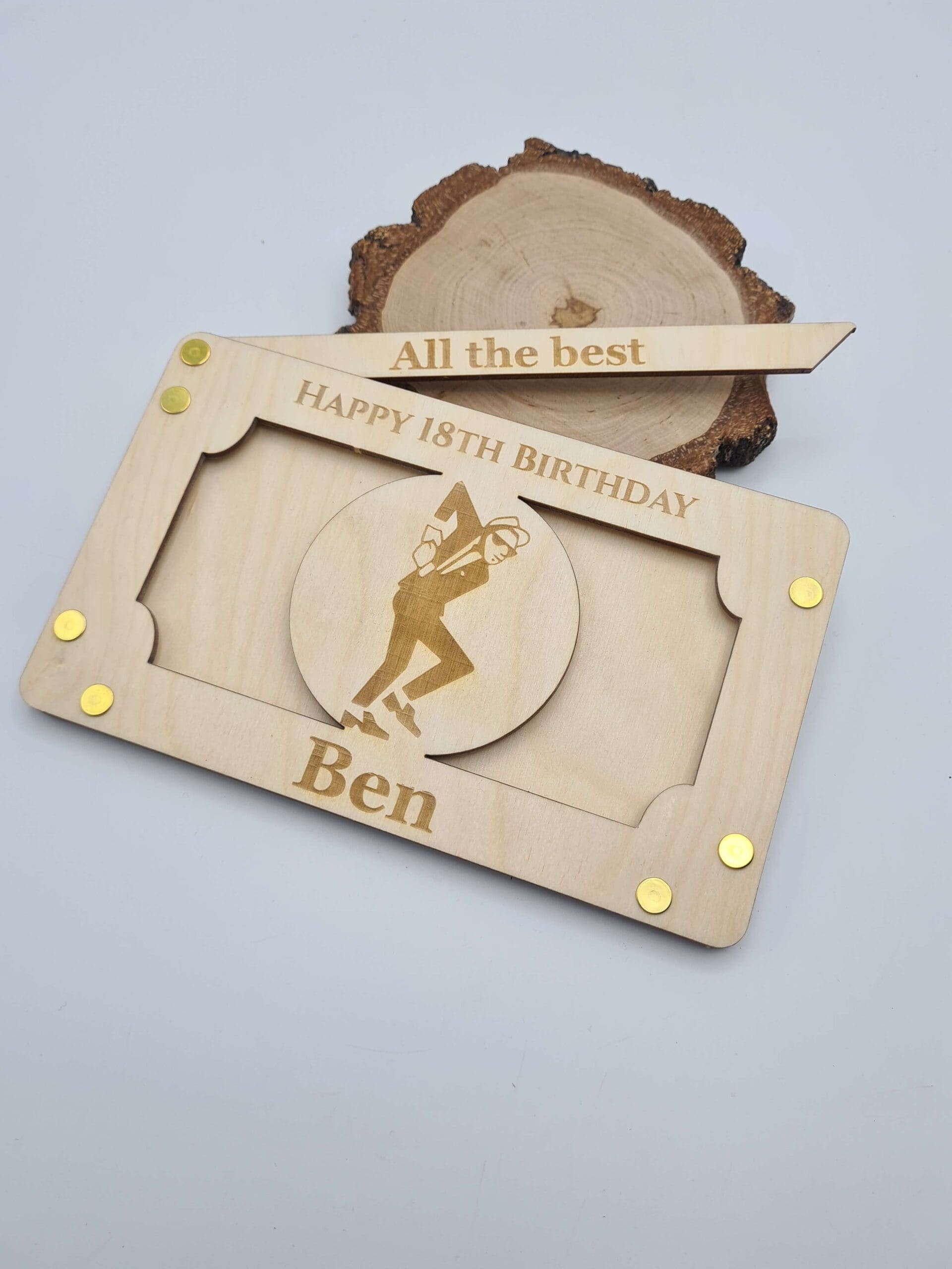 Personalizowana drewniana koperta na pieniądze prezent na 18 urodziny
