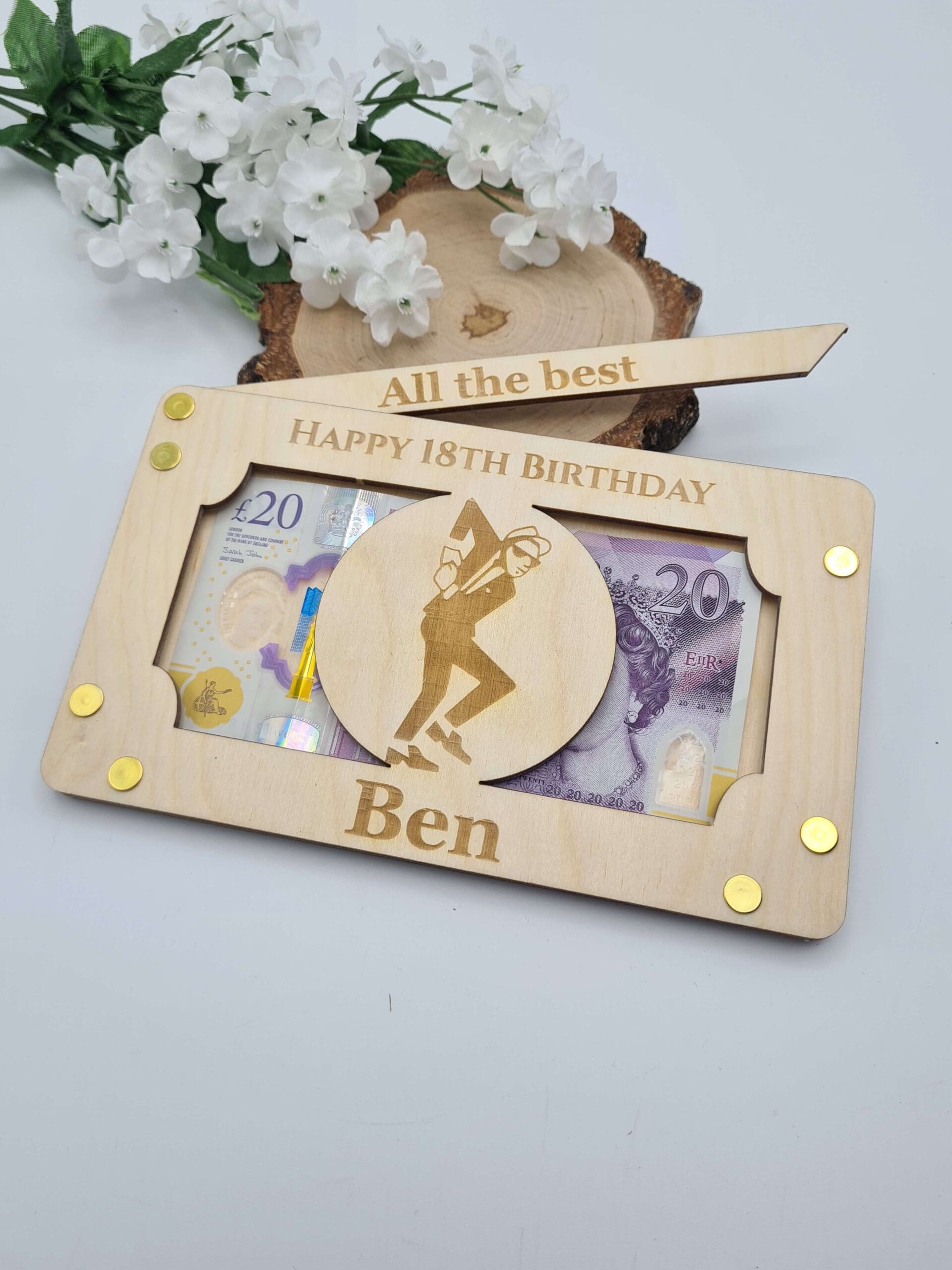 Personalizowana drewniana koperta na pieniądze prezent na 18 urodziny
