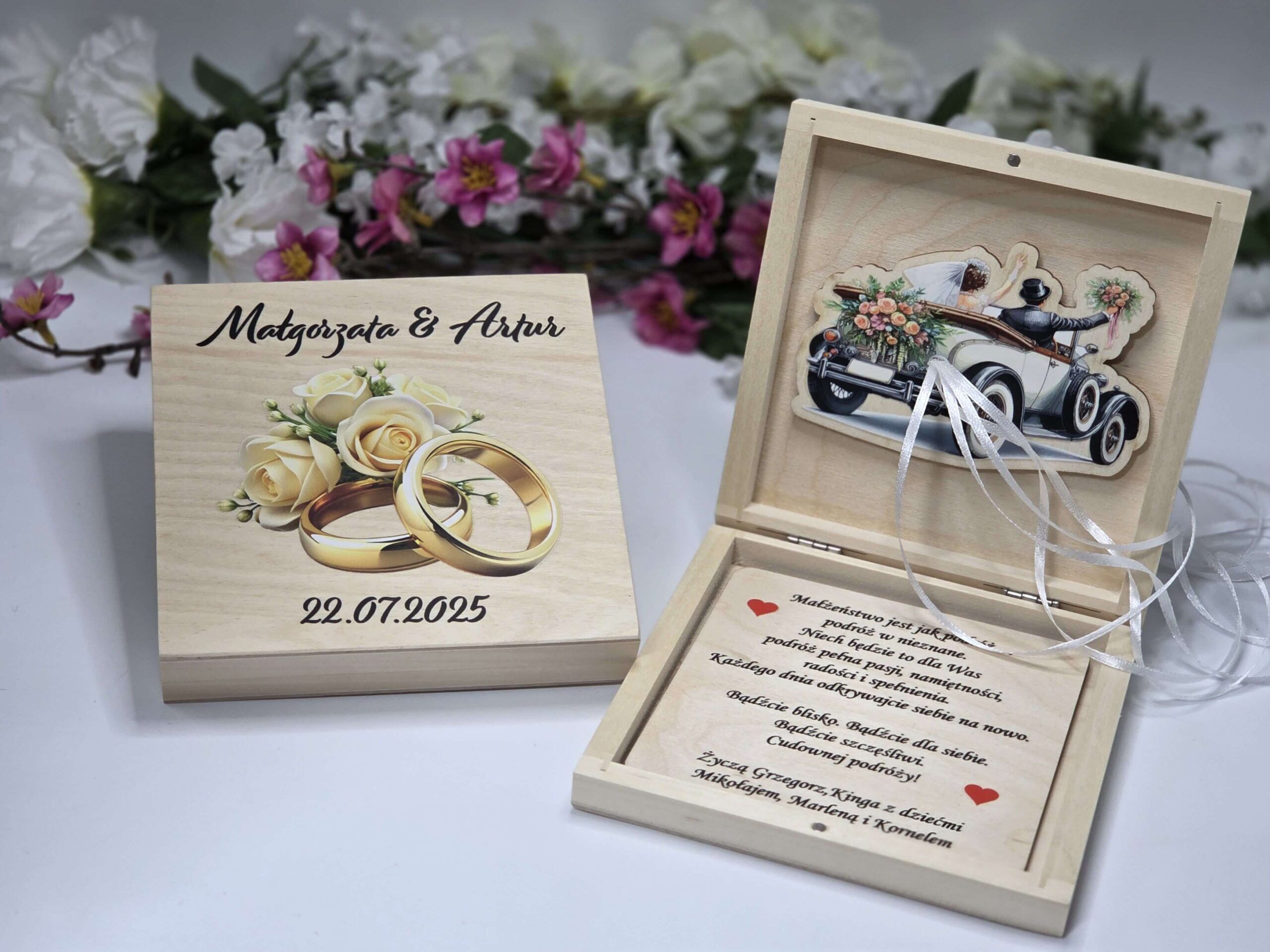 pudelko slubne na pieniadze obraczki prezent ślubny