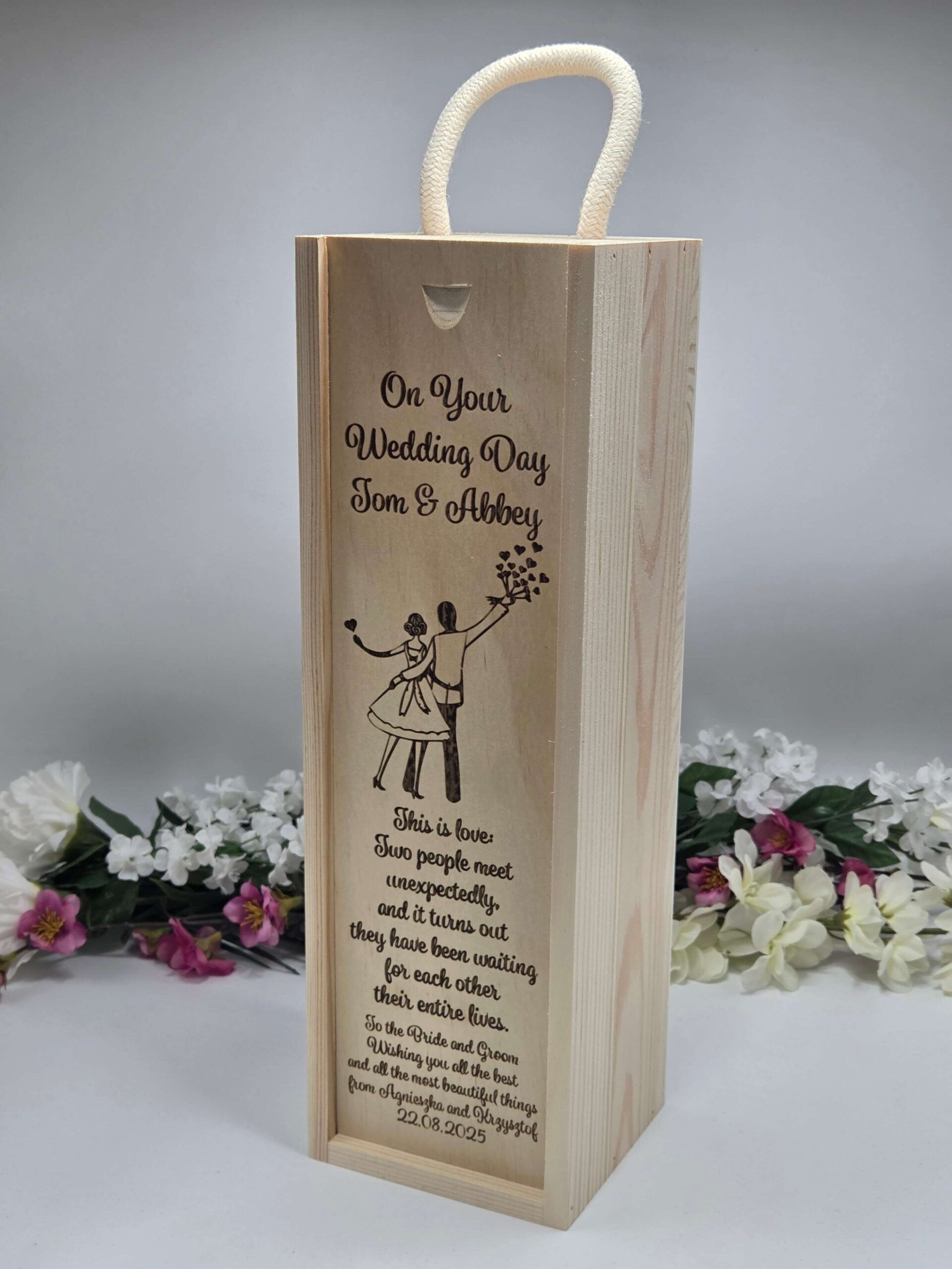 Personalizowana skrzynka na wino prezent na ślub - On Your Wedding Day