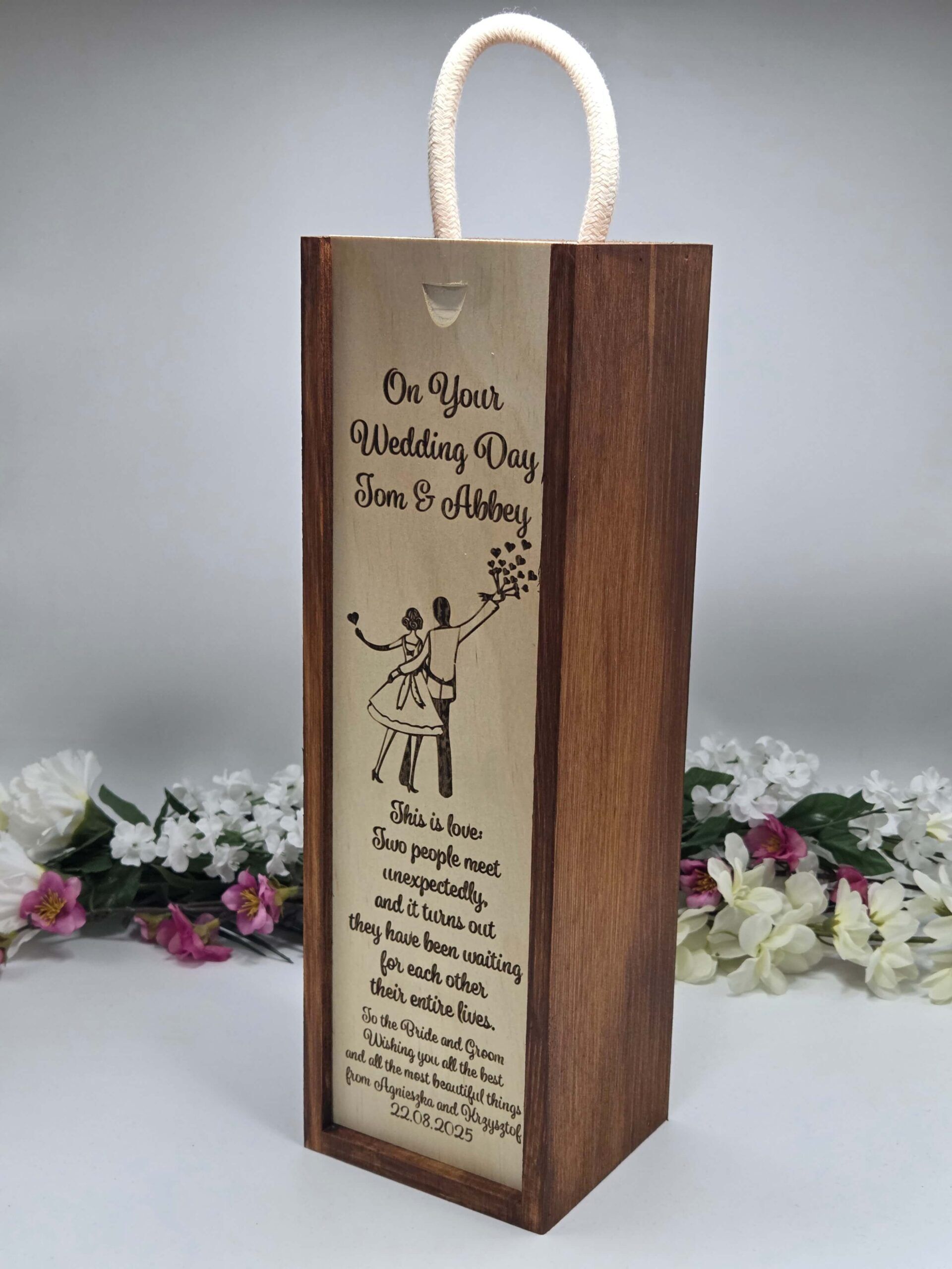 Personalizowana skrzynka na wino prezent na ślub - On Your Wedding Day